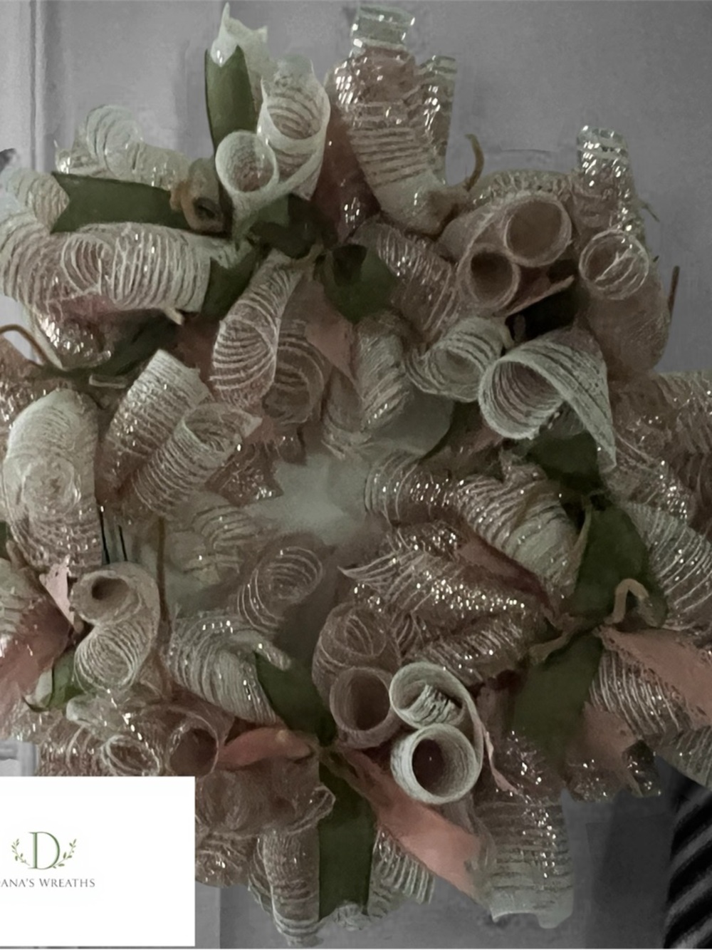 Decorative Pink and Cream Ribbon Wreath